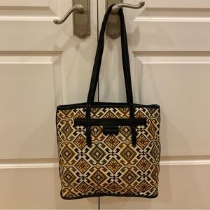 Isabella Fiore Aztec Southwest Handbag/Tote. Leather and Tapestry